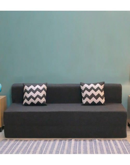 Nudge Sofa Cum Bed Jute Fabric King Size - Dark Grey | 6ft X 6 Ft